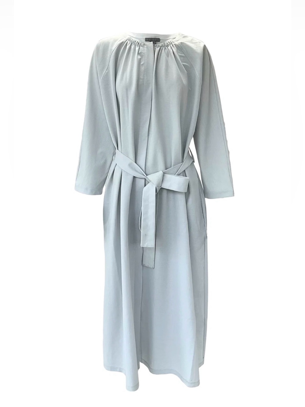 COS Light Blue Button Up Maxi Dress Size L caftan style Tie-Waist